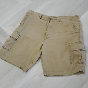 Carribean Mens 100%Linen Tan Shorts, Size 40x11